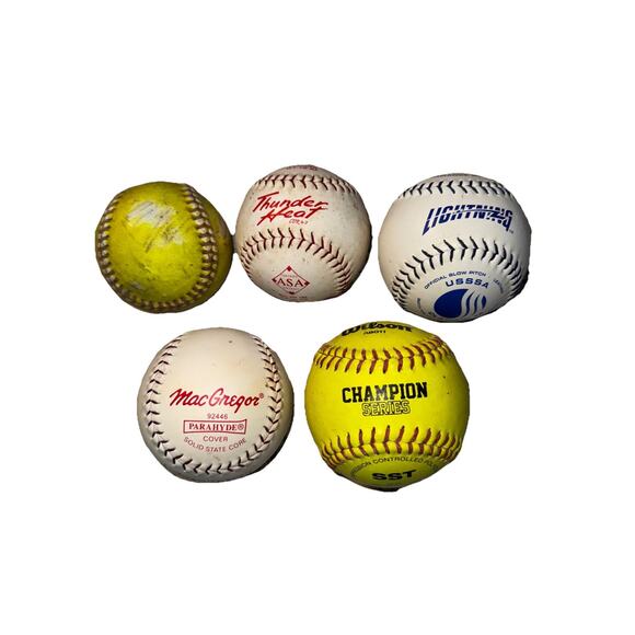 Lot of 5 Dudley Wilson Lightening MacGregor Unbranded Softballs used 2 Yellow - Picture 1 of 10